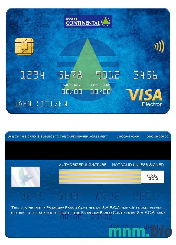 Paraguay Banco Continental S.A.E.C.A. bank visa electron karta przykład w formacie PSD